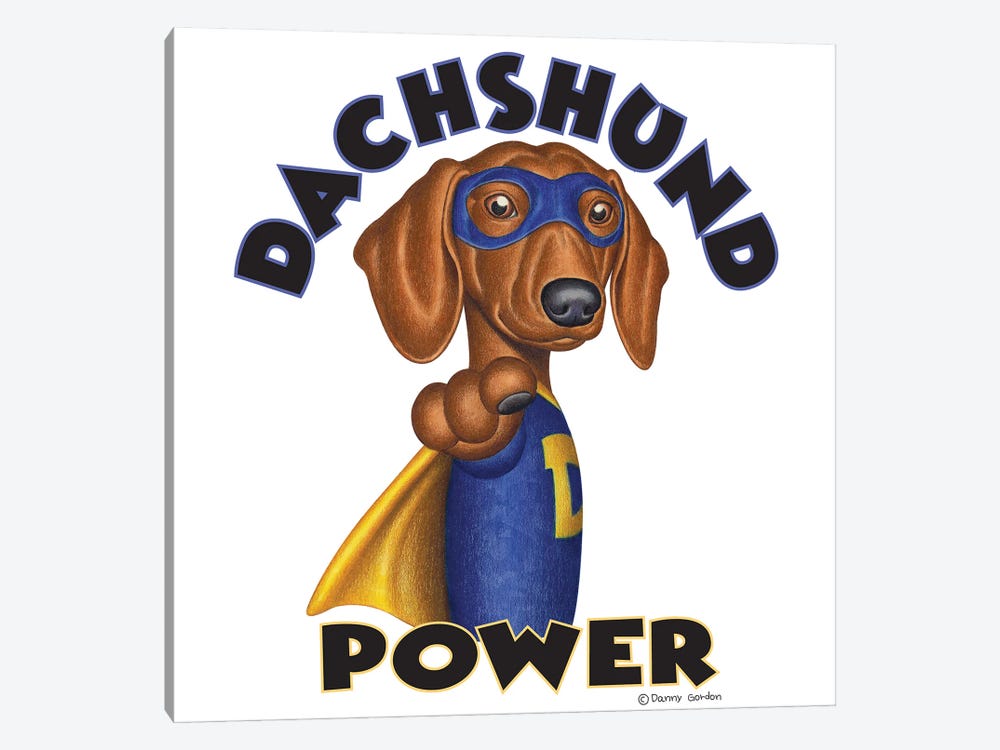Dachshund Power Super Hero by Danny Gordon 1-piece Canvas Wall Art