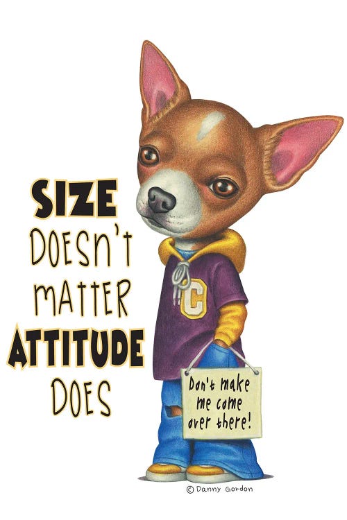 Chihuahua Wearing Blue Jeans With Words by Danny Gordon wall art