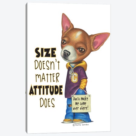 Chihuahua Wearing Blue Jeans With Words Canvas Print #DNG171} by Danny Gordon Art Print
