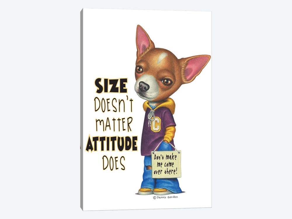 Chihuahua Wearing Blue Jeans With Words by Danny Gordon 1-piece Canvas Print