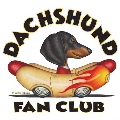 Black Dachshund Wiener Car Fan Club by Danny Gordon framed canvas print