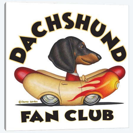 Black Dachshund Wiener Car Fan Club Canvas Print #DNG175} by Danny Gordon Canvas Wall Art