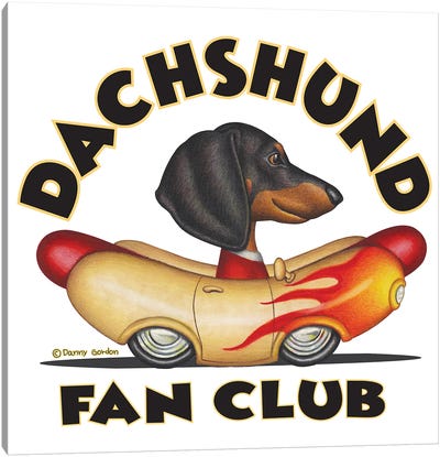Black Dachshund Wiener Car Fan Club Canvas Art Print - American Cuisine Art