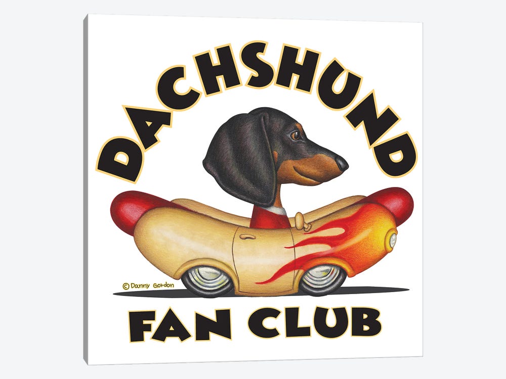 Black Dachshund Wiener Car Fan Club by Danny Gordon 1-piece Art Print