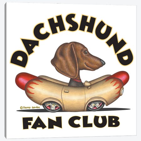 Dachshund Wiener Car Fan Club Canvas Print #DNG176} by Danny Gordon Canvas Wall Art