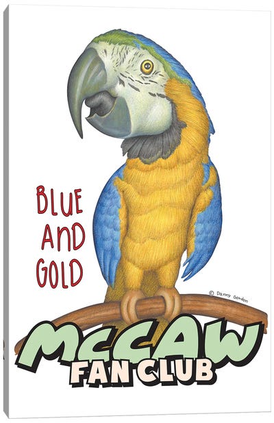 Blue and Gold McCaw Fan Club Canvas Art Print - Macaw Art