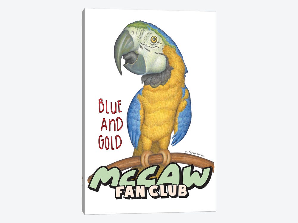 Blue and Gold McCaw Fan Club by Danny Gordon 1-piece Canvas Art