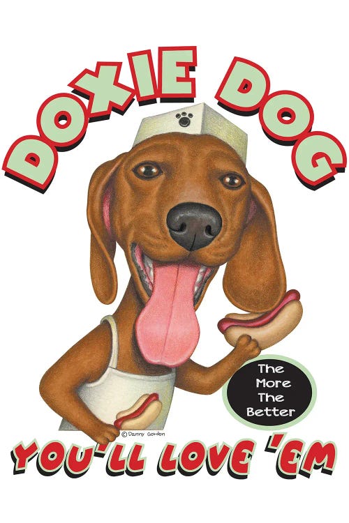 Dachshund Hotdog Salesdog by Danny Gordon wall art