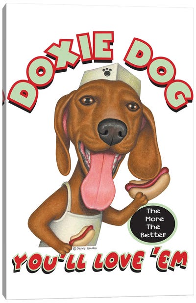 Dachshund Hotdog Salesdog Canvas Art Print - Danny Gordon
