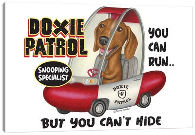Dachshund Doxie Patrol Canvas Art Print - Dachshund Art