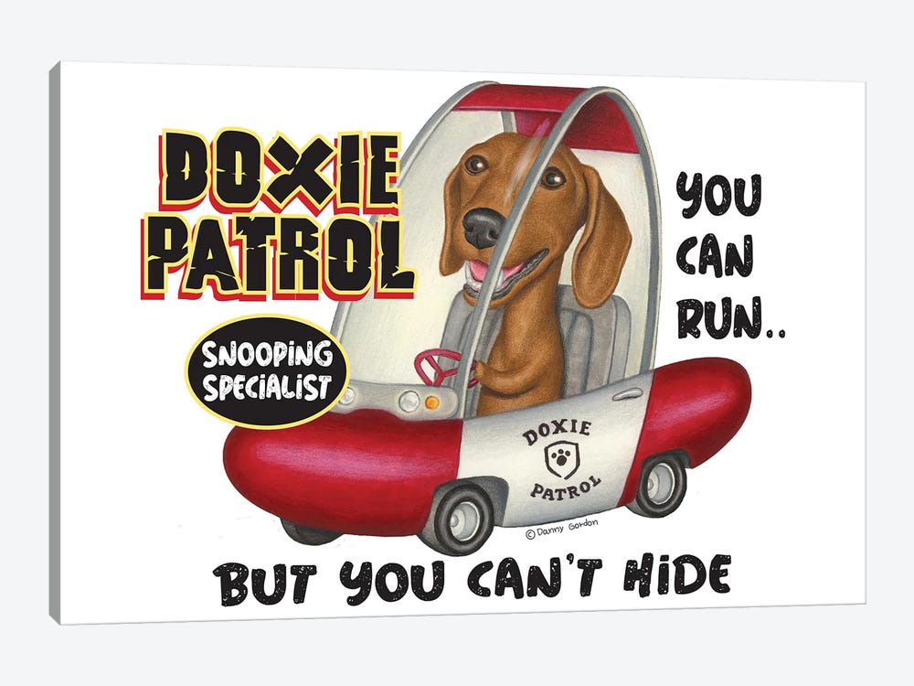 Dachshund Doxie Patrol by Danny Gordon 1-piece Canvas Wall Art