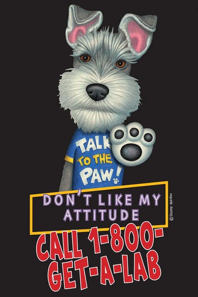 Schnauzer Get-A-Lab by Danny Gordon metal wall art