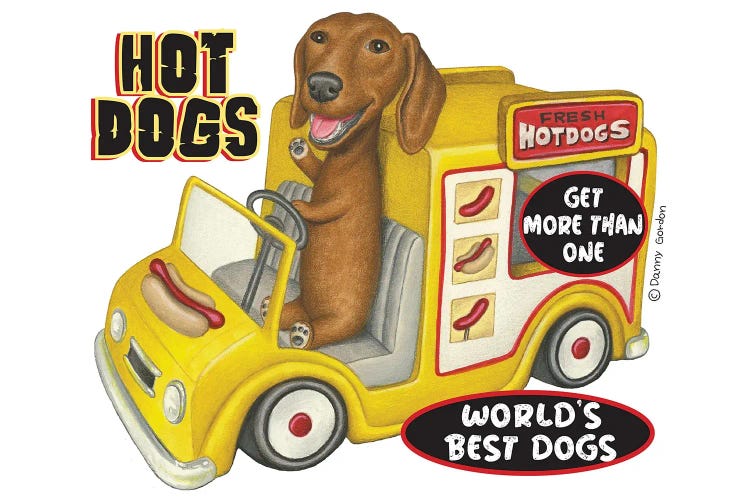 Dachshund In Yellow Hotdog Truck by Danny Gordon wall art