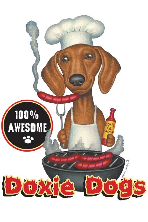 Dachshund Grilling Hotdogs