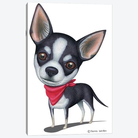 Black And White Chihuahua Red Bandana Canvas Print #DNG201} by Danny Gordon Art Print