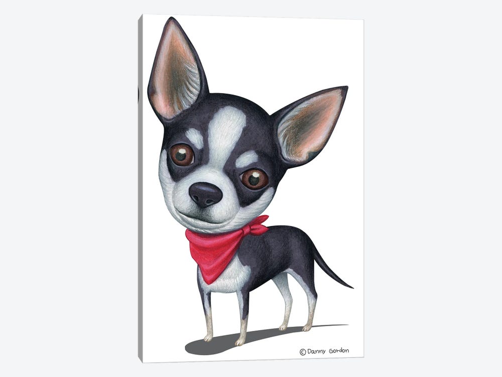 Black And White Chihuahua Red Bandana by Danny Gordon 1-piece Canvas Art