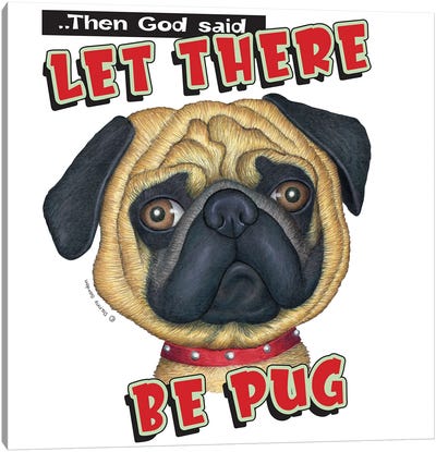 Pug With Red Collar Canvas Art Print - Danny Gordon