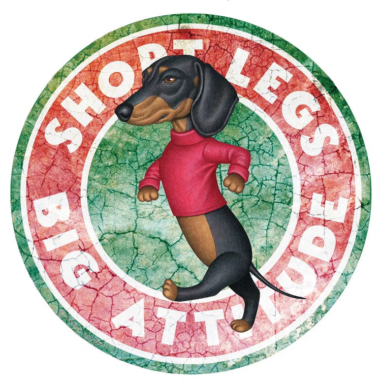 Black Dachshund Distressed Circle