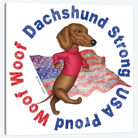 Dachshund Proud Distressed Flag Canvas Print #DNG233} by Danny Gordon Canvas Artwork