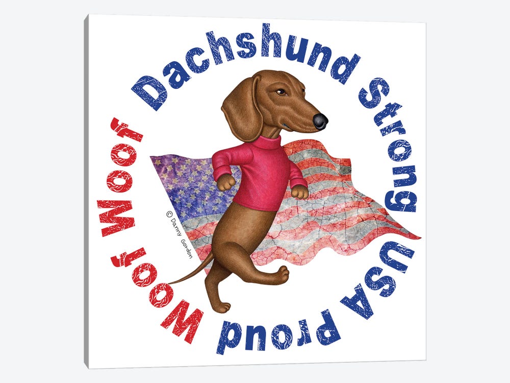 Dachshund Proud Distressed Flag by Danny Gordon 1-piece Canvas Print