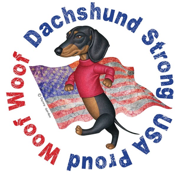 Dachshunds: Black Dachshund Distressed Flag by Danny Gordon