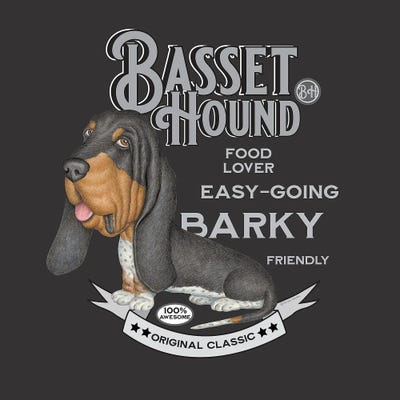 Vintage Tri-Color Basset Hound by Danny Gordon metal wall art