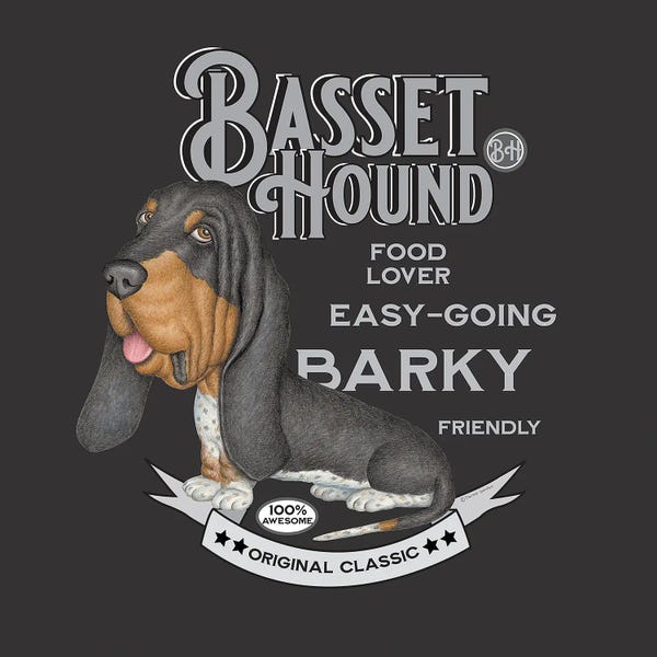Basset Hounds: Vintage Tri-Color Basset Hound by Danny Gordon