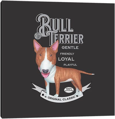 Bull Terrier Vintage Canvas Art Print - Bull Terrier Art