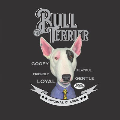White Bull Terrier Shirt Tie Vintage by Danny Gordon metal wall art