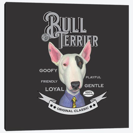 White Bull Terrier Shirt Tie Vintage Canvas Print #DNG240} by Danny Gordon Art Print