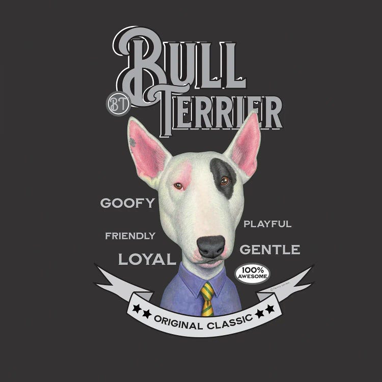 White Bull Terrier Shirt Tie Vintage