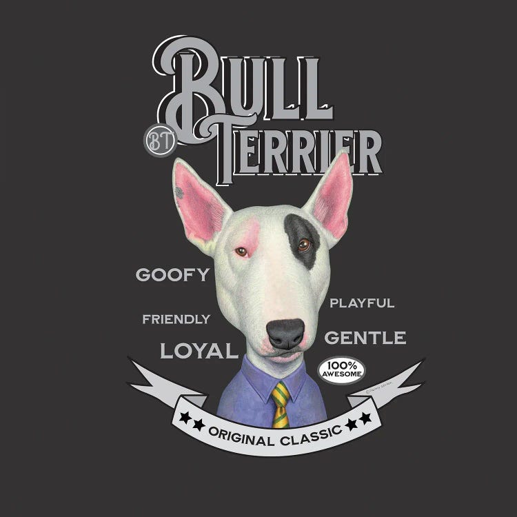 White Bull Terrier Shirt Tie Vintage by Danny Gordon wall art