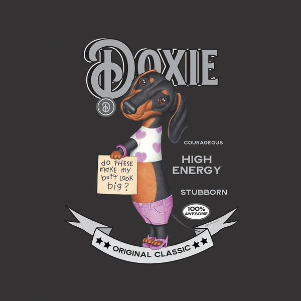 Dachshunds: Black Dachshund High Heels Vintage by Danny Gordon