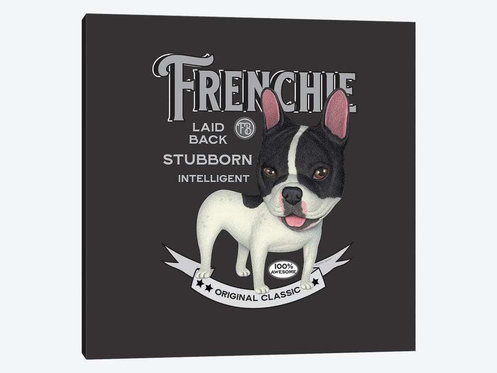 Black White French Bulldog Vintage by Danny Gordon 1-piece Canvas Print