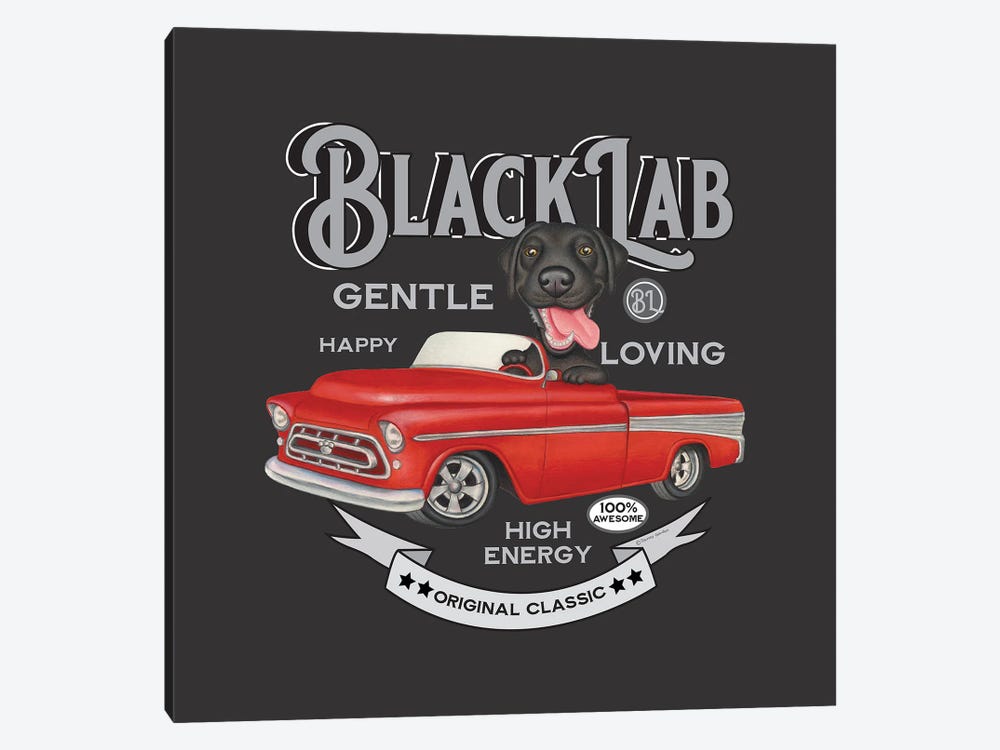 Black Lab Red Truck Vintage by Danny Gordon 1-piece Canvas Artwork