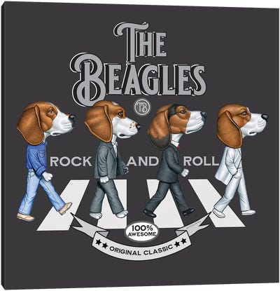 The Beagles Vintage Canvas Art Print - Funny Typography Art