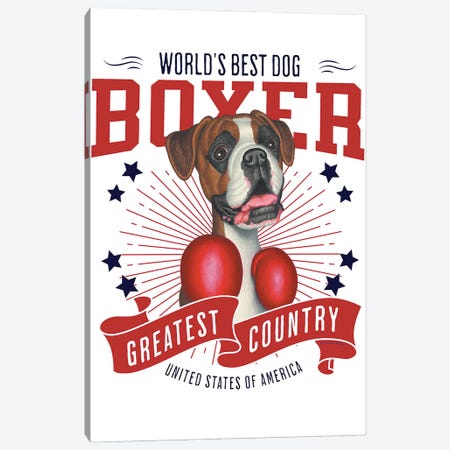 Boxing Boxer Dog USA Canvas Print #DNG261} by Danny Gordon Canvas Art Print