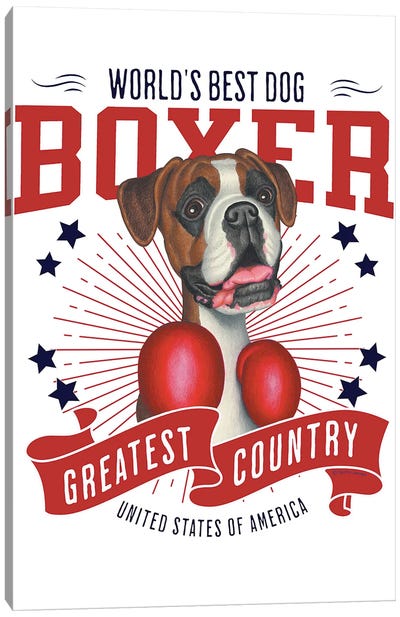 Boxing Boxer Dog USA Canvas Art Print - Boxer Art
