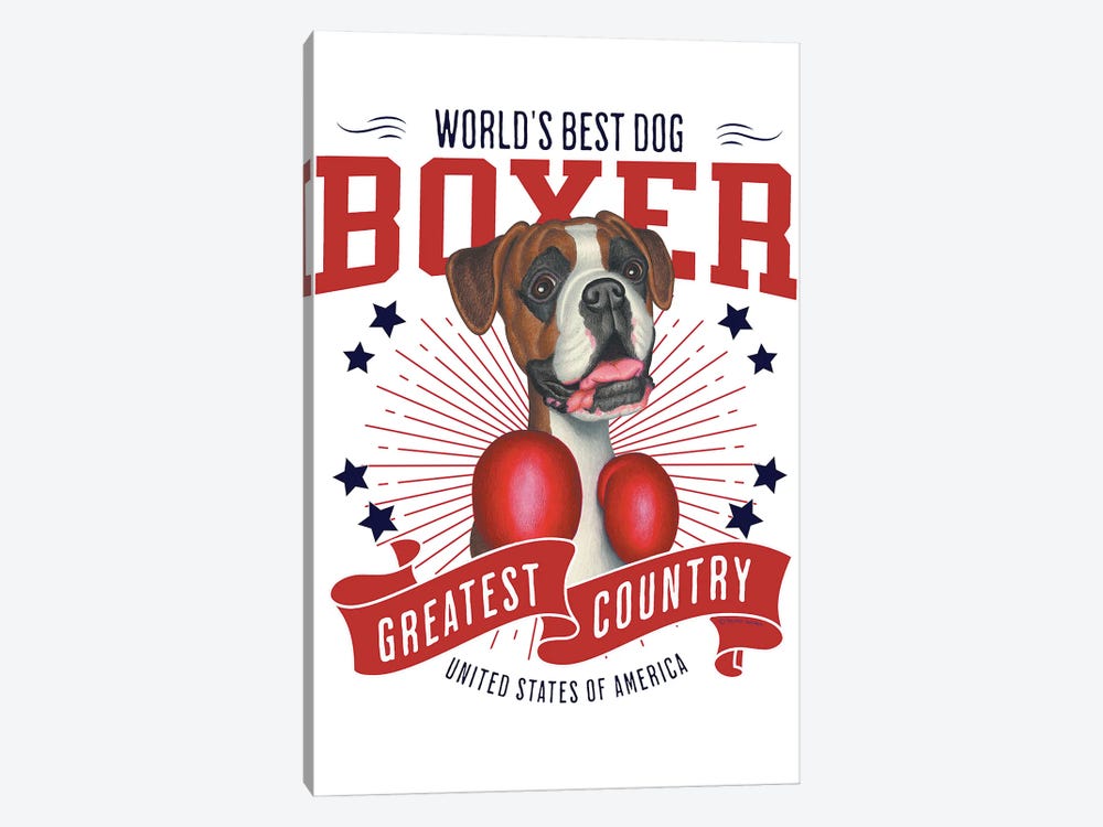 Boxing Boxer Dog USA by Danny Gordon 1-piece Canvas Artwork