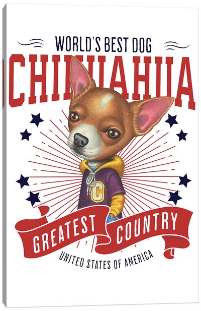 Chihuahua Hoodie USA Canvas Art Print - Chihuahua Art