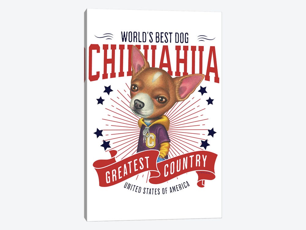 Chihuahua Hoodie USA by Danny Gordon 1-piece Canvas Artwork