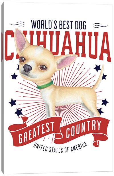Golden Chihuahua USA Canvas Art Print - Chihuahua Art