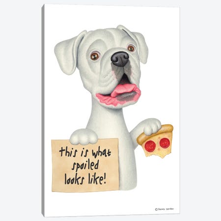 Boxer Spoiled Looks Like With Pizza Canvas Print #DNG26} by Danny Gordon Canvas Art