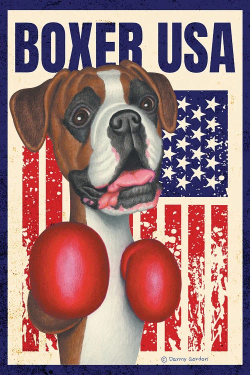 Boxing Boxer Dog USA Flag