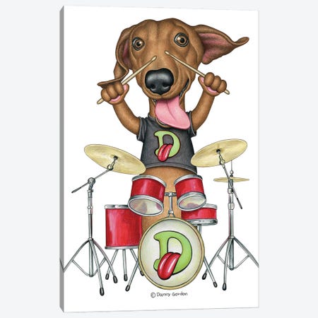 Rowdy the Dachshund Drummer Canvas Print #DNG295} by Danny Gordon Art Print