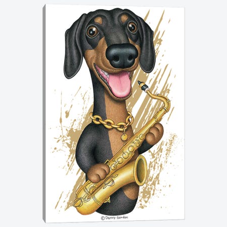 Saxophone Dachshund Canvas Print #DNG296} by Danny Gordon Art Print
