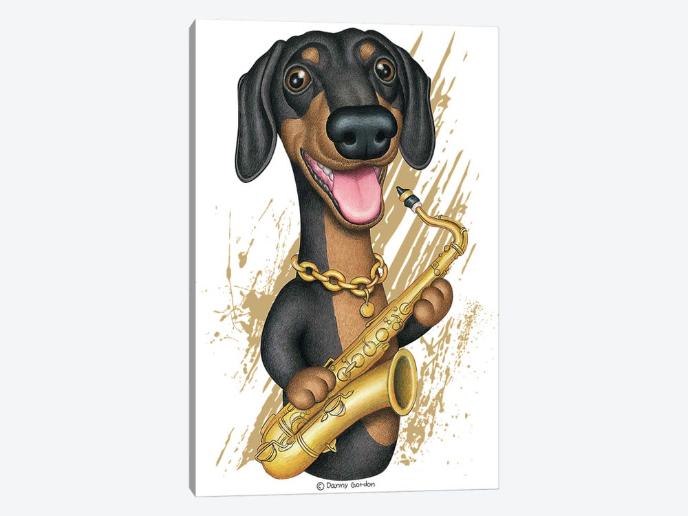 Saxophone Dachshund by Danny Gordon 1-piece Canvas Art