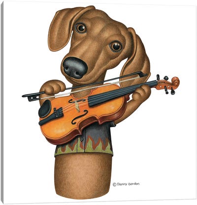 Dachshund Violin Player Canvas Art Print - Danny Gordon