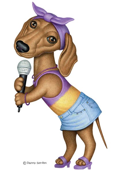 Microphones: Dachshund Singer by Danny Gordon