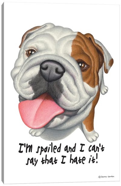 Bulldog With Sign Canvas Art Print - Bulldog Art